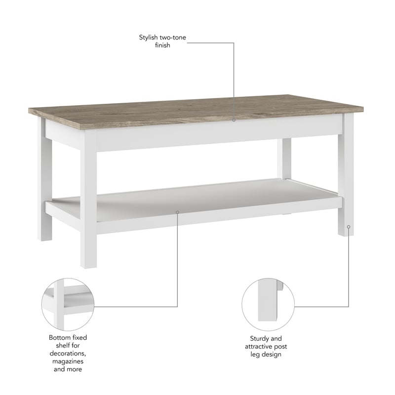 Pemberly Row Farmhouse Living Room Coffee Table - Engineered Wood