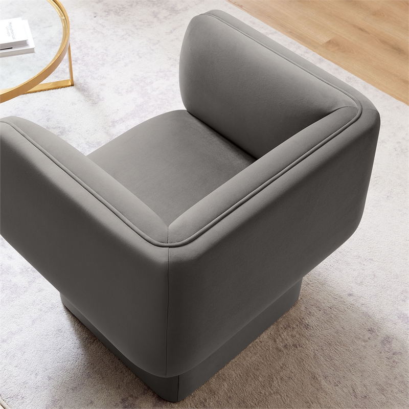 Pemberly Row Modern Performance Velvet Accent Chair in Storm Gray