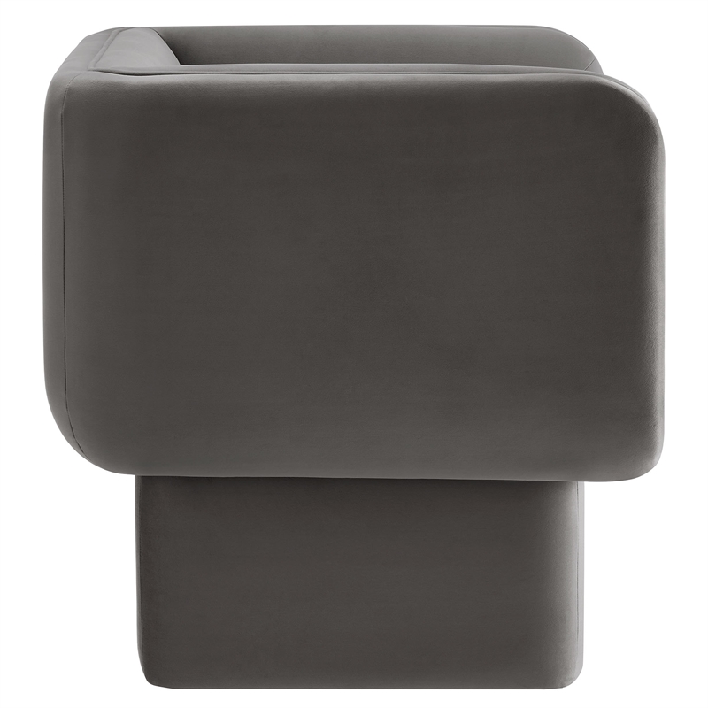 Pemberly Row Modern Performance Velvet Accent Chair in Storm Gray