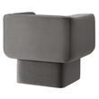 Pemberly Row Modern Performance Velvet Accent Chair in Storm Gray