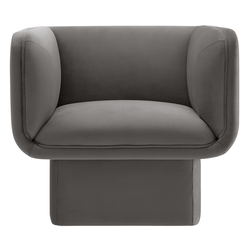 Pemberly Row Modern Performance Velvet Accent Chair in Storm Gray