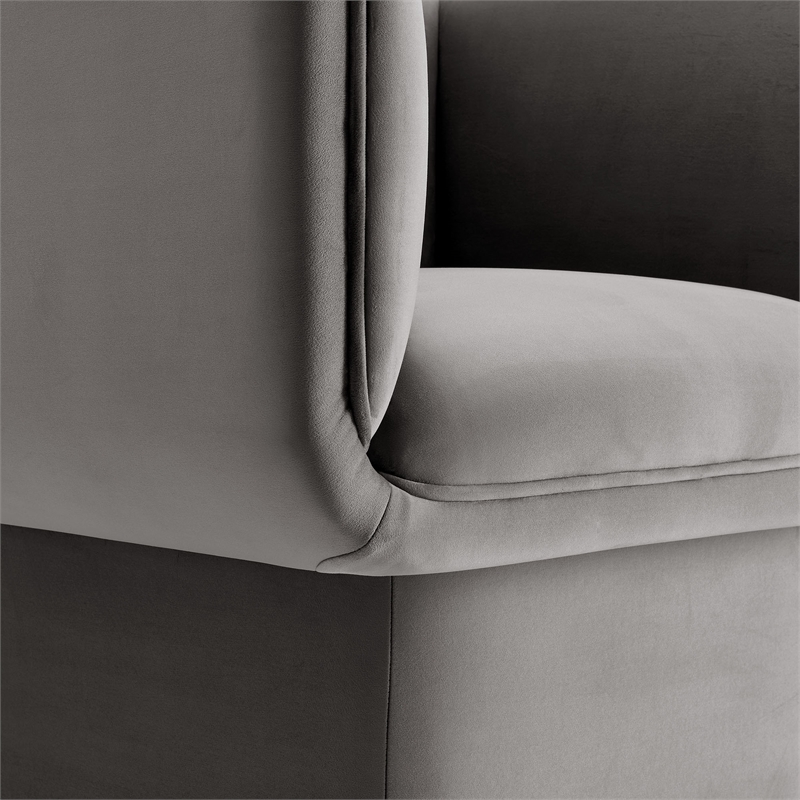 Pemberly Row Modern Performance Velvet Accent Chair in Storm Gray