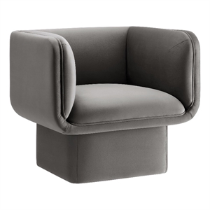 Pemberly Row Modern Performance Velvet Accent Chair in Storm Gray