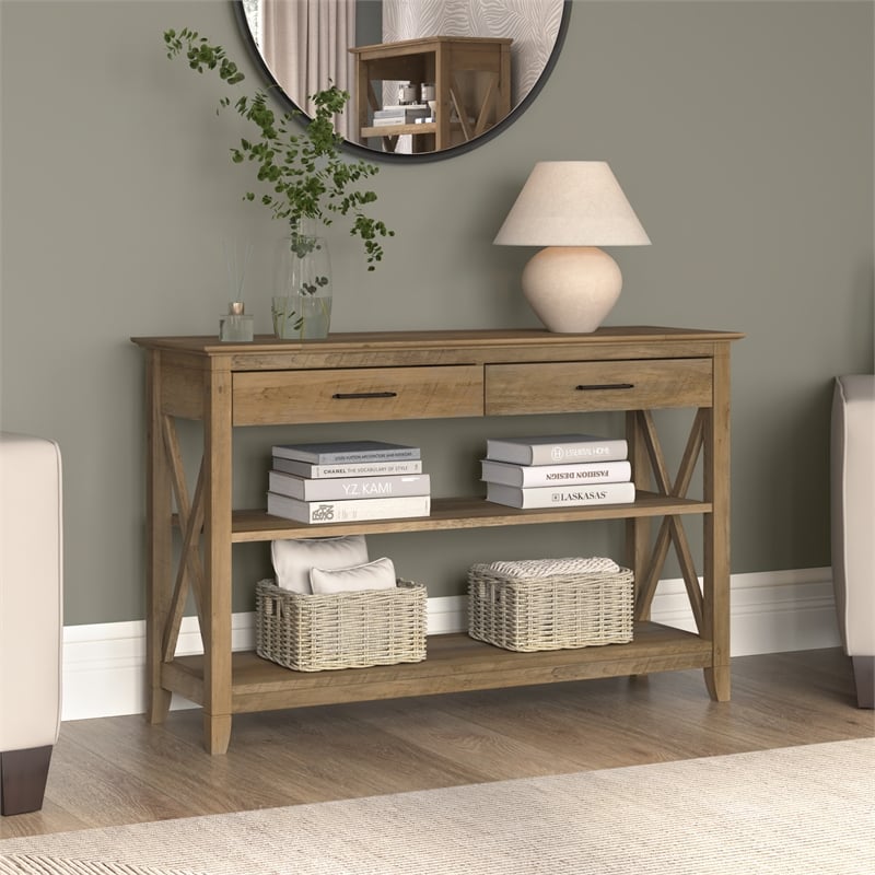 Pemberly Row Console Table with Drawers in Reclaimed Pine - Engineered Wood