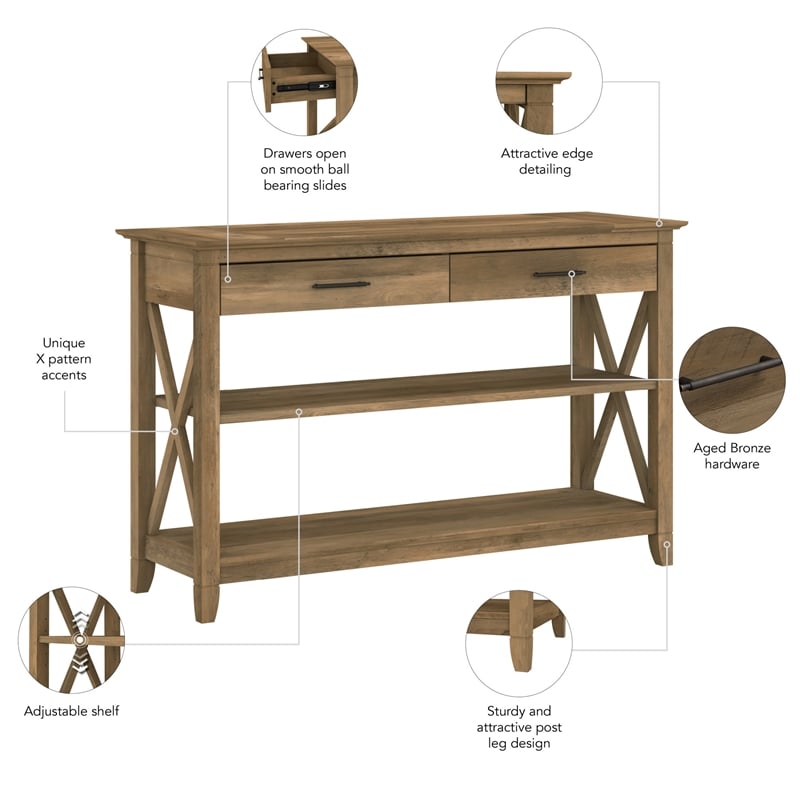 Pemberly Row Console Table with Drawers in Reclaimed Pine - Engineered Wood
