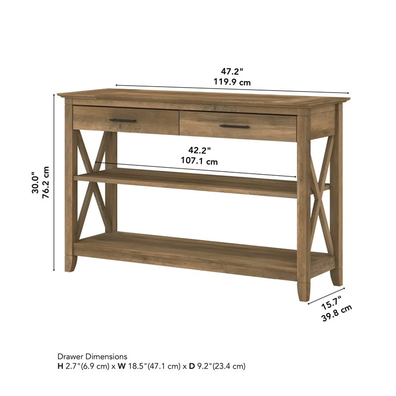 Pemberly Row Console Table with Drawers in Reclaimed Pine - Engineered Wood