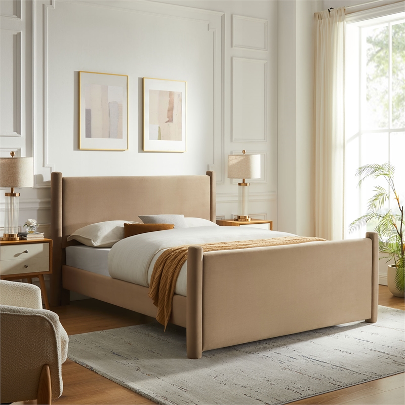 Pemberly Row Modern / Contemporary Full Platform Bed in Taupe