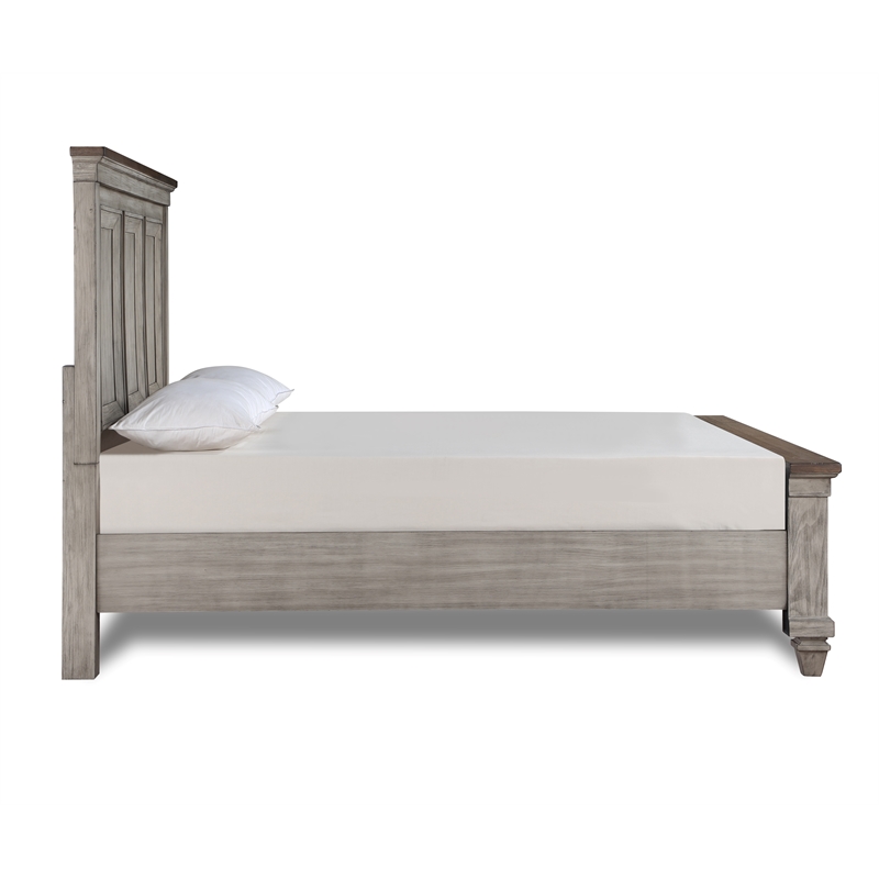 Pemberly Row Contemporary Solid Wood King Bed in Vintage Cream