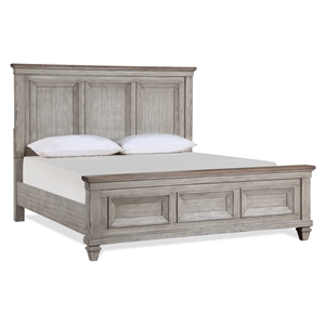 Pemberly Row Contemporary Solid Wood King Bed in Vintage Cream