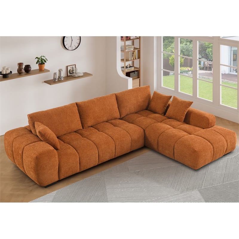 Pemberly Row Chaise Deep Sectional Modular Couch with Extra Large Seat - Caramel