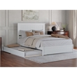 Pemberly Row Queen Platform Bed w/ Panel Footboard and Twin XL Trundle in White