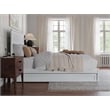 Pemberly Row Queen Platform Bed w/ Panel Footboard and Twin XL Trundle in White