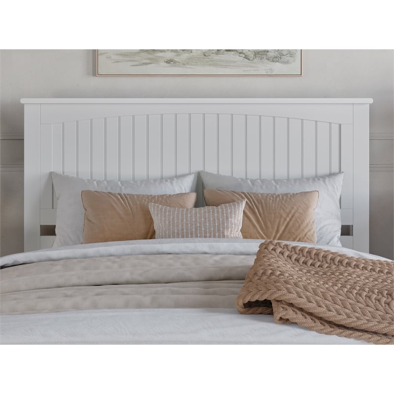 Pemberly Row Queen Platform Bed w/ Panel Footboard and Twin XL Trundle in White