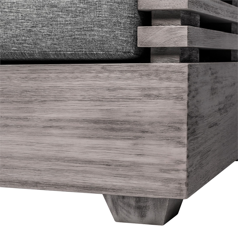 Pemberly Row Outdoor 4Pc Conversation Set in Gray Eucalyptus Wood with Cushions