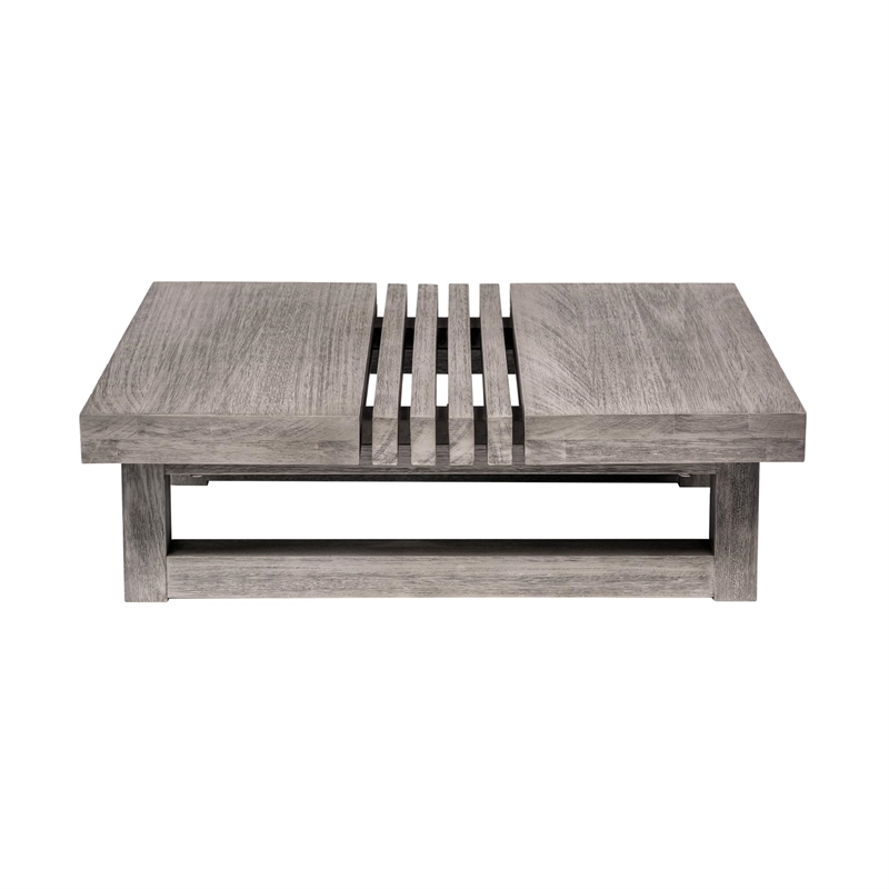 Pemberly Row Outdoor 4Pc Conversation Set in Gray Eucalyptus Wood with Cushions