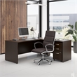 Pemberly Row 72W L Shaped Desk with Mobile File Cabinet in Mocha Cherry