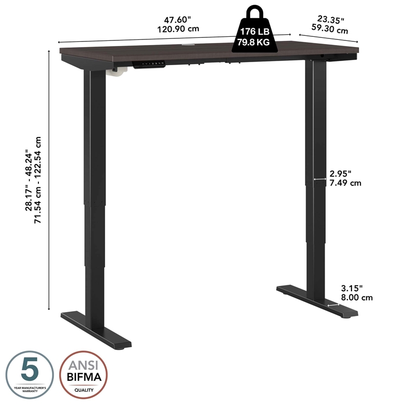 Pemberly Row 48W x 24D Height Adjustable Standing Desk - Engineered Wood
