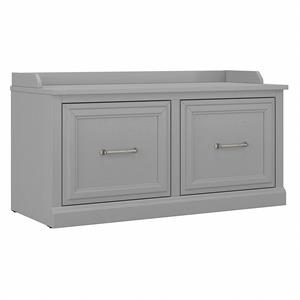 Pemberly Row Shoe Storage Bench with Doors in Cape Cod Gray - Engineered Wood
