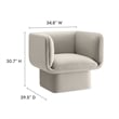 Pemberly Row Modern Performance Velvet Accent Chair in Almond