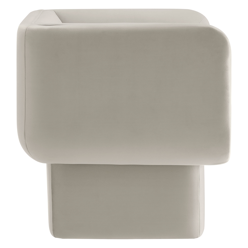 Pemberly Row Modern Performance Velvet Accent Chair in Almond