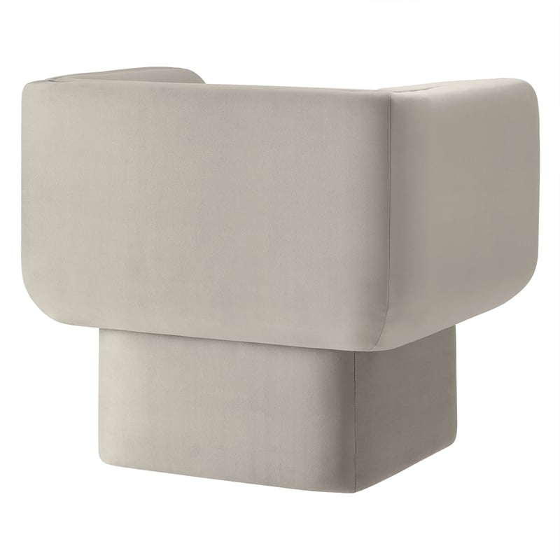Pemberly Row Modern Performance Velvet Accent Chair in Almond