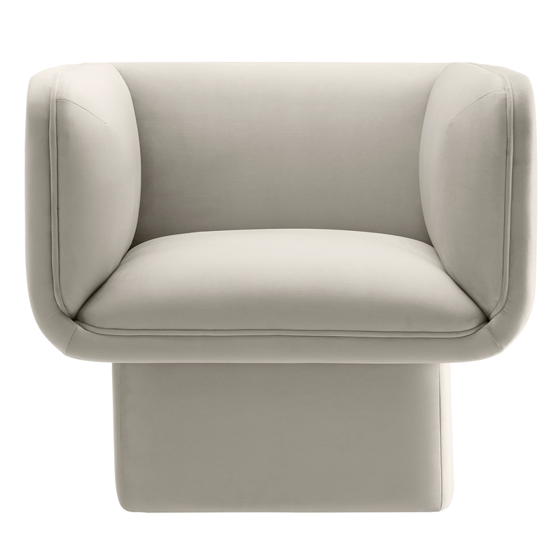Pemberly Row Modern Performance Velvet Accent Chair in Almond