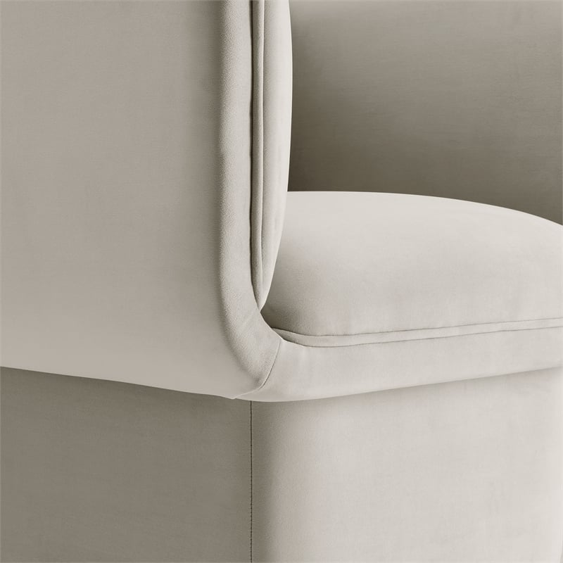 Pemberly Row Modern Performance Velvet Accent Chair in Almond