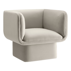 Pemberly Row Modern Performance Velvet Accent Chair in Almond