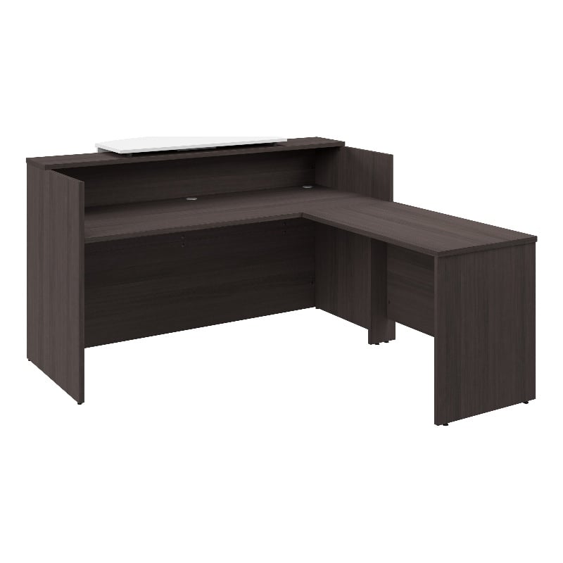 Pemberly Row 72W x 72D L Shaped Reception Desk in Storm Gray - Engineered Wood