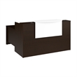 Pemberly Row Engineered Wood L-Shaped Reception Desk with Counter - Mocha Cherry