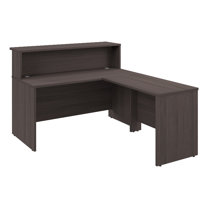 Pemberly Row 60W x 72D L Shaped Reception Desk in Storm Gray - Engineered Wood