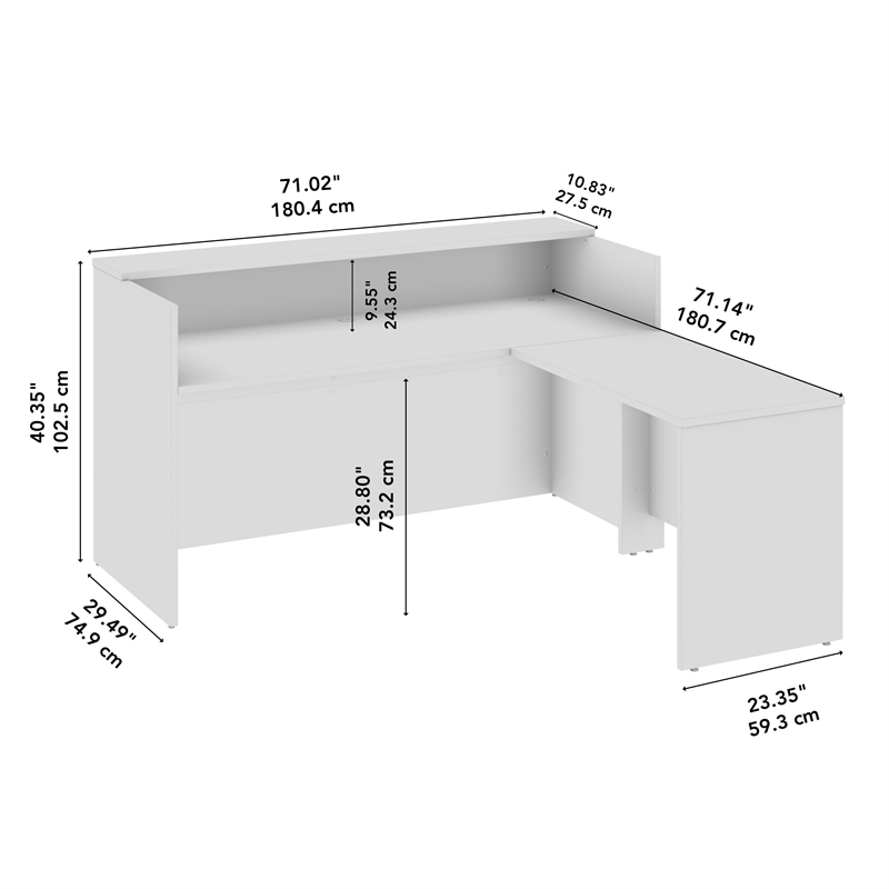 Pemberly Row 72W x 72D L Shaped Reception Desk in Storm Gray - Engineered Wood