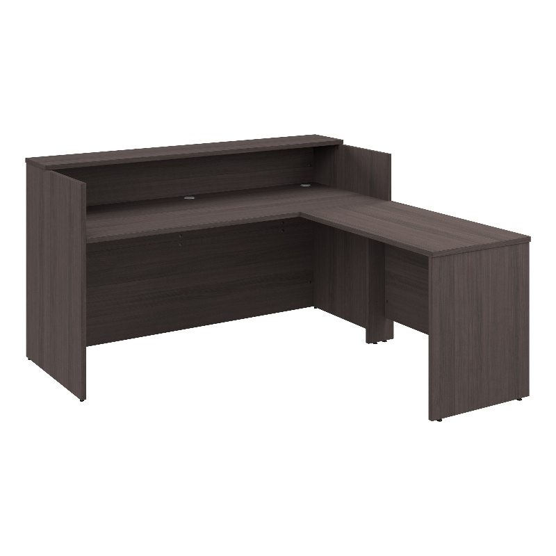 Pemberly Row 72W x 72D L Shaped Reception Desk in Storm Gray - Engineered Wood