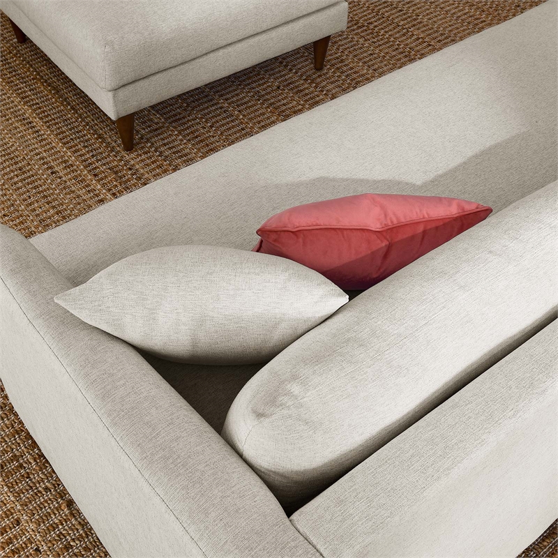 Pemberly Row Fabric Sofa and Ottoman Set in Heathered Weave Ivory