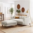 Pemberly Row Fabric Sofa and Ottoman Set in Heathered Weave Ivory
