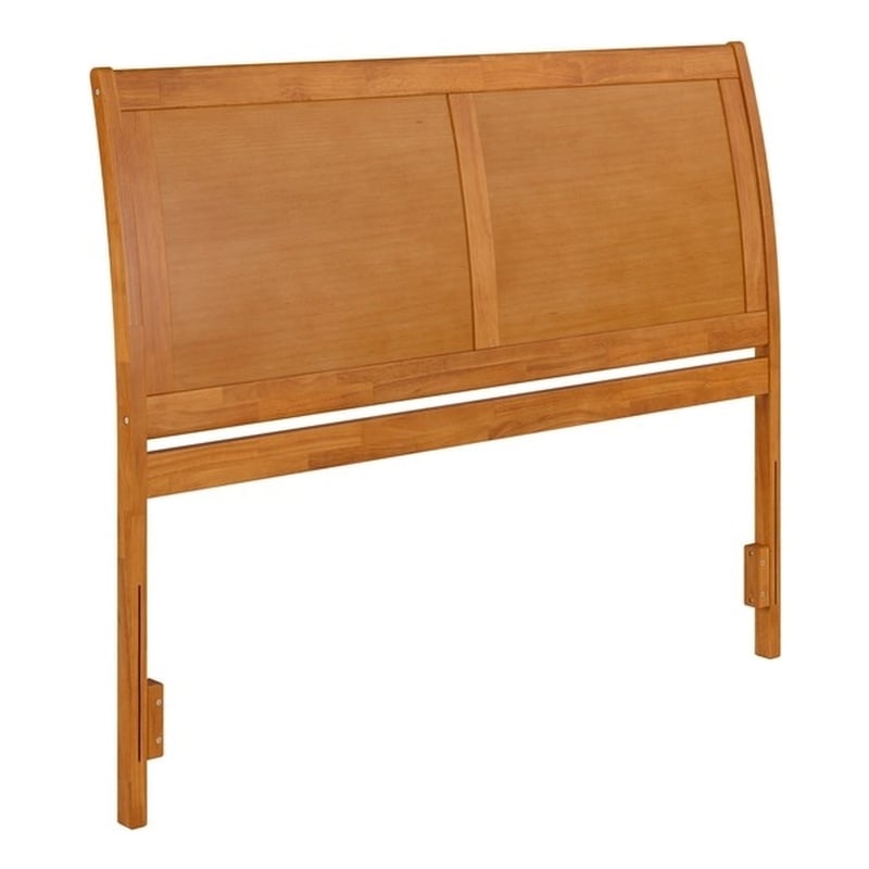 Pemberly Row Portland Queen Sleigh Wood Headboard in Light Toffee