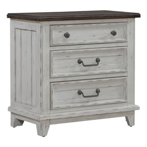 Pemberly Row Modern 3 Drawer Nightstand with Charging Station