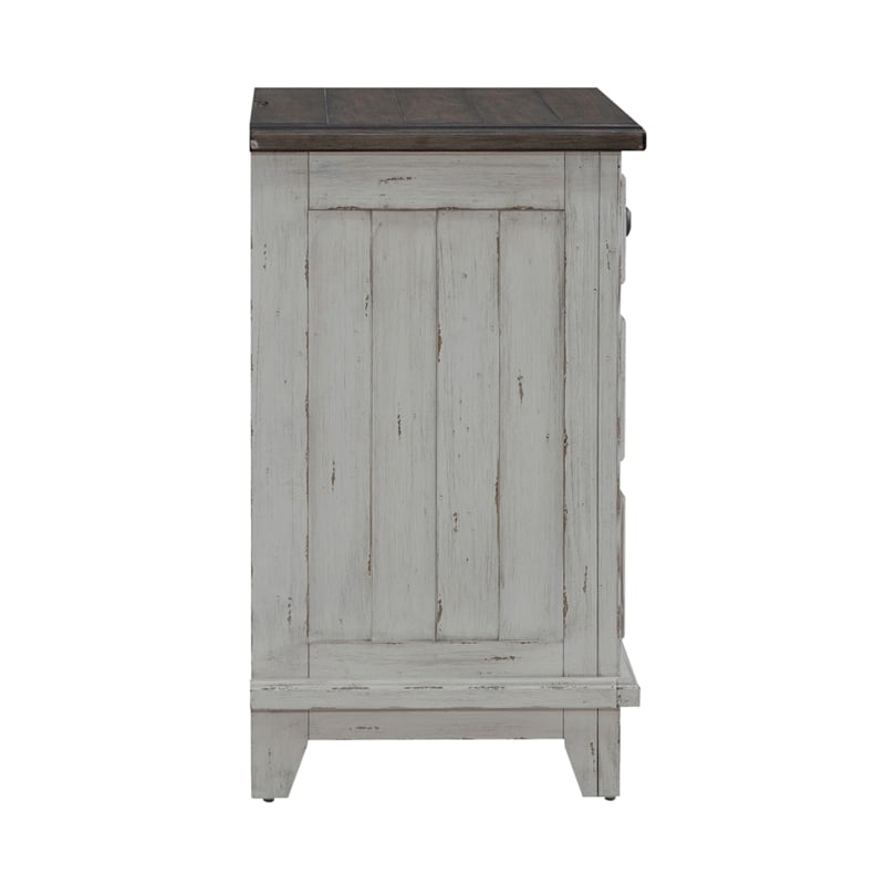 Pemberly Row Modern 3 Drawer Nightstand with Charging Station