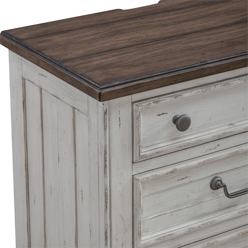 Pemberly Row Modern 3 Drawer Nightstand with Charging Station