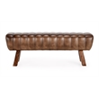 Pemberly Row Contemporary 50-Inch Brown Finish Leather Bench