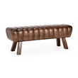 Pemberly Row Contemporary 50-Inch Brown Finish Leather Bench