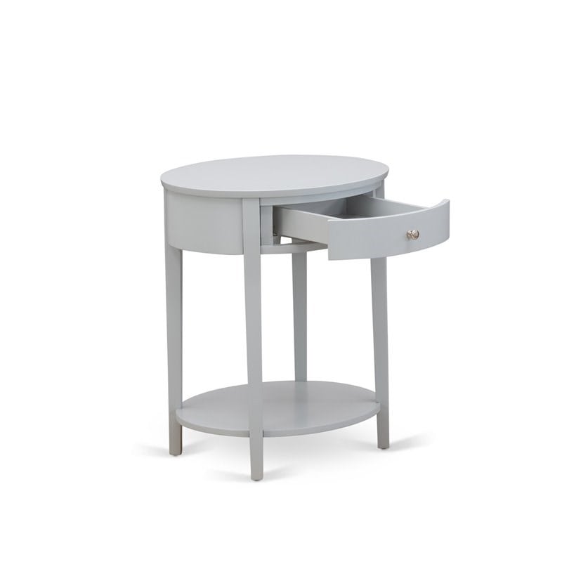 Pemberly Row Contemporary Asian Wood Nightstand in Urban Gray