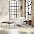 Pemberly Row Coffee Table Black Wood Veneer Top with Chrome Steel Base