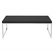 Pemberly Row Coffee Table Black Wood Veneer Top with Chrome Steel Base