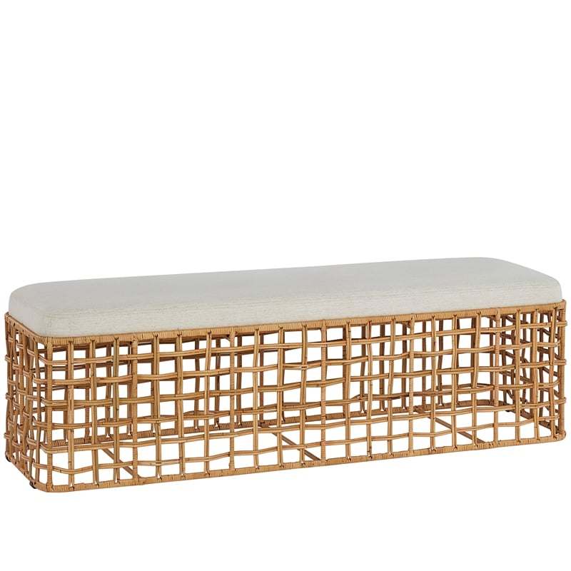 Pemberly Row Modern / Contemporary Rattan Bench in Natural Finish