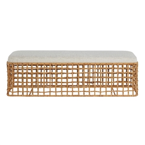 Pemberly Row Modern / Contemporary Rattan Bench in Natural Finish