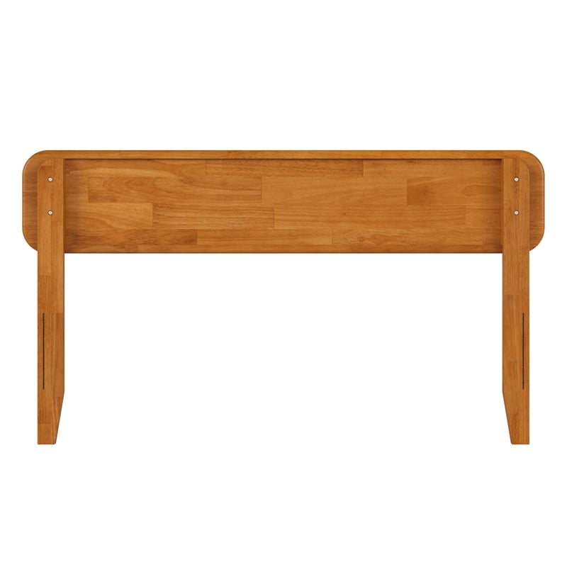 Pemberly Row Modern Full Solid Wood Headboard in Light Toffee