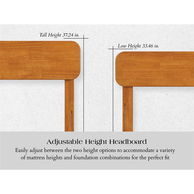 Pemberly Row Modern Full Solid Wood Headboard in Light Toffee