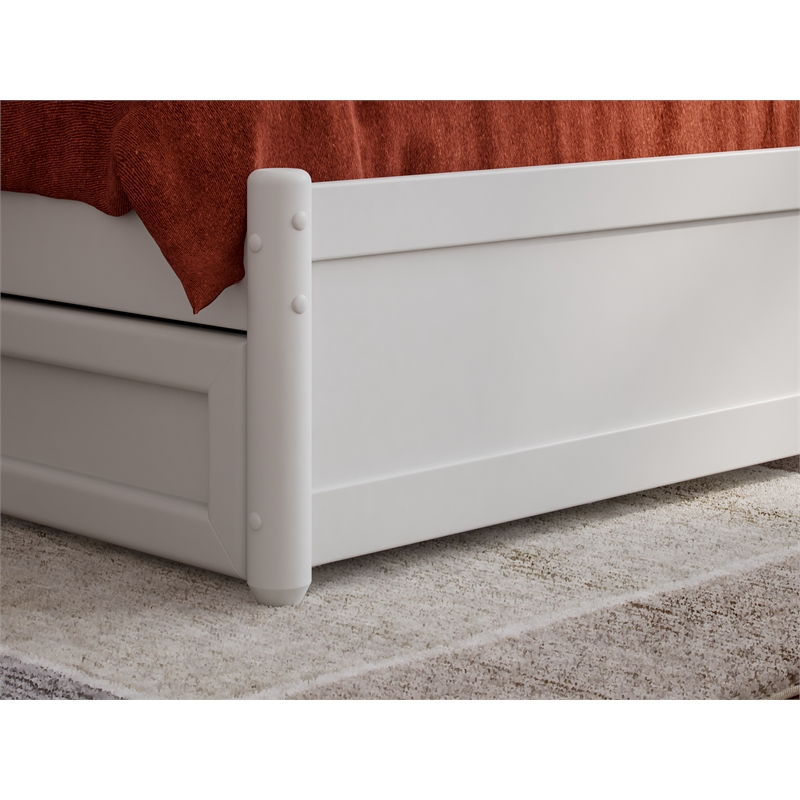 Pemberly Row Twin XL Solid Wood Panel Platform Bed with Storage Drawers in White
