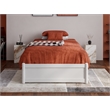 Pemberly Row Twin XL Solid Wood Panel Platform Bed with Storage Drawers in White